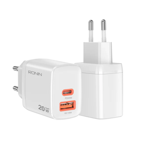RONIN R-6025 High-Speed USB-C & USB-A Charger – For Smartphones & Tablets