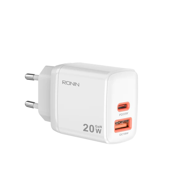 RONIN R-6025 High-Speed USB-C & USB-A Charger – For Smartphones & Tablets