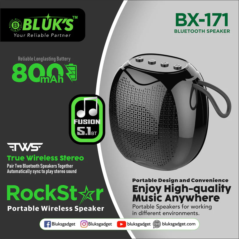 Bluks BX-171 RockStar – Rechargeable Bluetooth Speaker