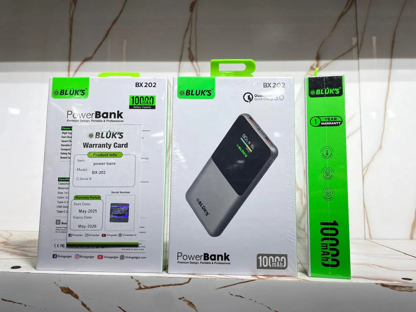 BLUK BX-202 Power Bank – 10,000mAh High-Capacity Portable power bank