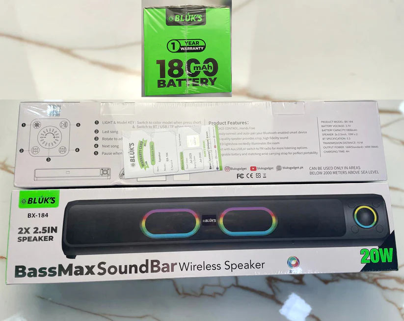 BLUK BX-184 BassMax SoundBar Wireless Speaker – Powerful Bass & Portable Design