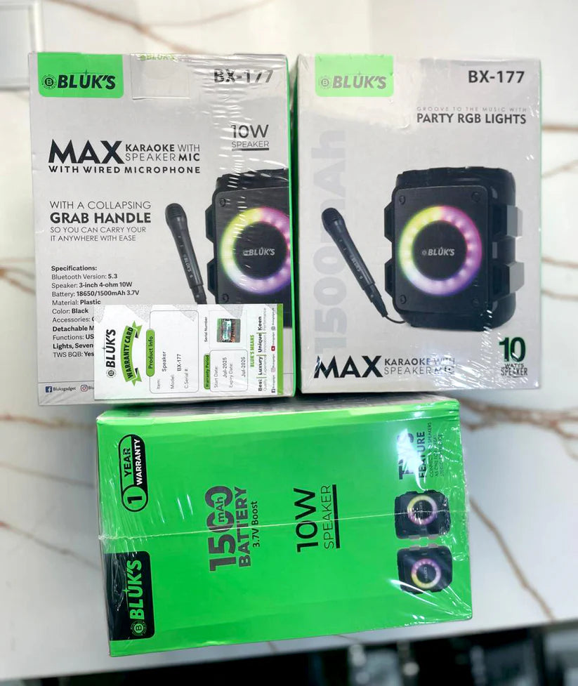 BLUK BX-177 Max Karaoke Wireless Bluetooth Speaker with Mic – Party & Music Speaker
